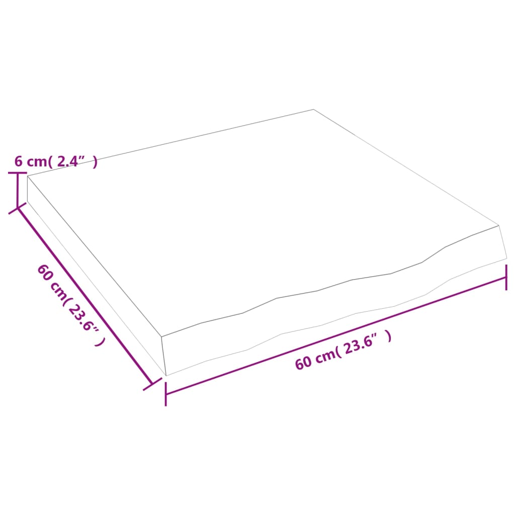 Piano Bagno Marrone Scuro 60x60x(2-6)cm Legno Massello Trattato 3156208