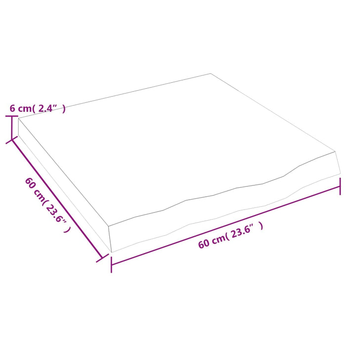 Piano Bagno Marrone Scuro 60x60x(2-6)cm Legno Massello Trattato 3156208