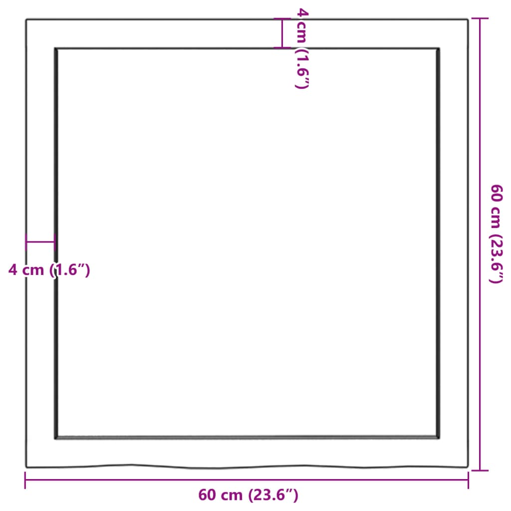 Piano Bagno Marrone Scuro 60x60x(2-6)cm Legno Massello Trattato 3156208