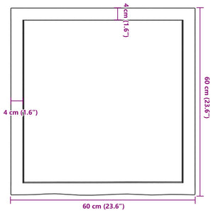 Piano Bagno Marrone Scuro 60x60x(2-6)cm Legno Massello Trattato 3156208