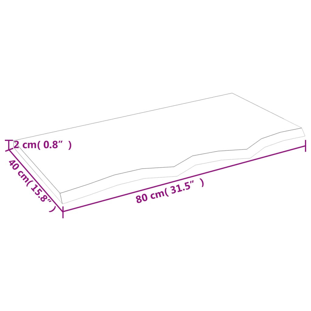 Piano Bagno Marrone Scuro 80x40x2 cm Legno Massello Trattato 3156212