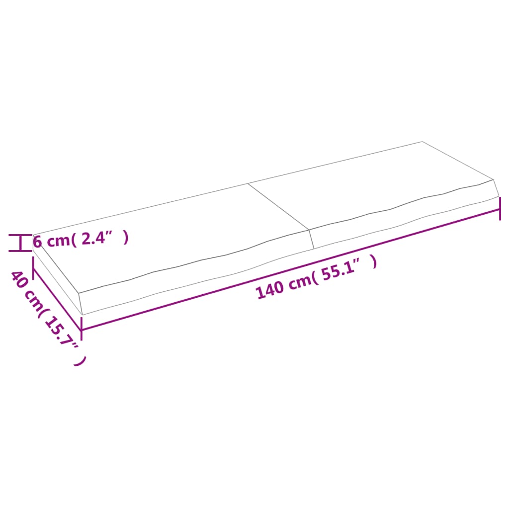 Piano Bagno Marrone Scuro 140x40x(2-6)cm Legno Trattato 3156244