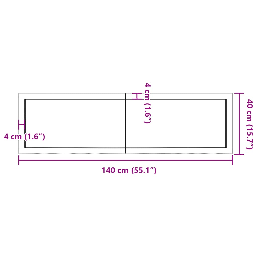 Piano Bagno Marrone Scuro 140x40x(2-6)cm Legno Trattato 3156244