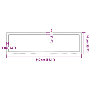 Piano Bagno Marrone Scuro 140x40x(2-6)cm Legno Trattato 3156244