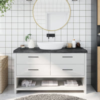 Piano Bagno Grigio Scuro 140x50x6 cm Legno Massello Trattato 3156246