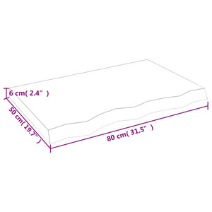 Piano Tavolo Marrone 80x50x(2-6) cm Massello Rovere Trattato 3156358