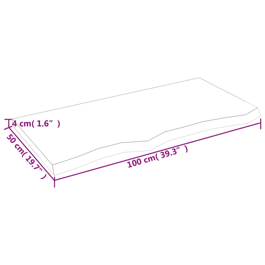 Piano Tavolo Marrone 100x50x(2-4) cm Massello Rovere Trattato 3156366