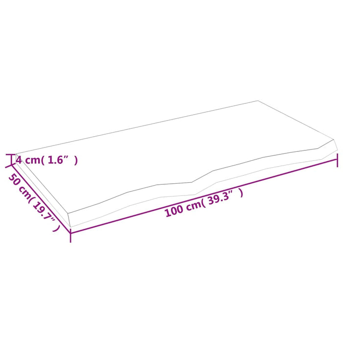 Piano Tavolo Marrone 100x50x(2-4) cm Massello Rovere Trattato 3156366