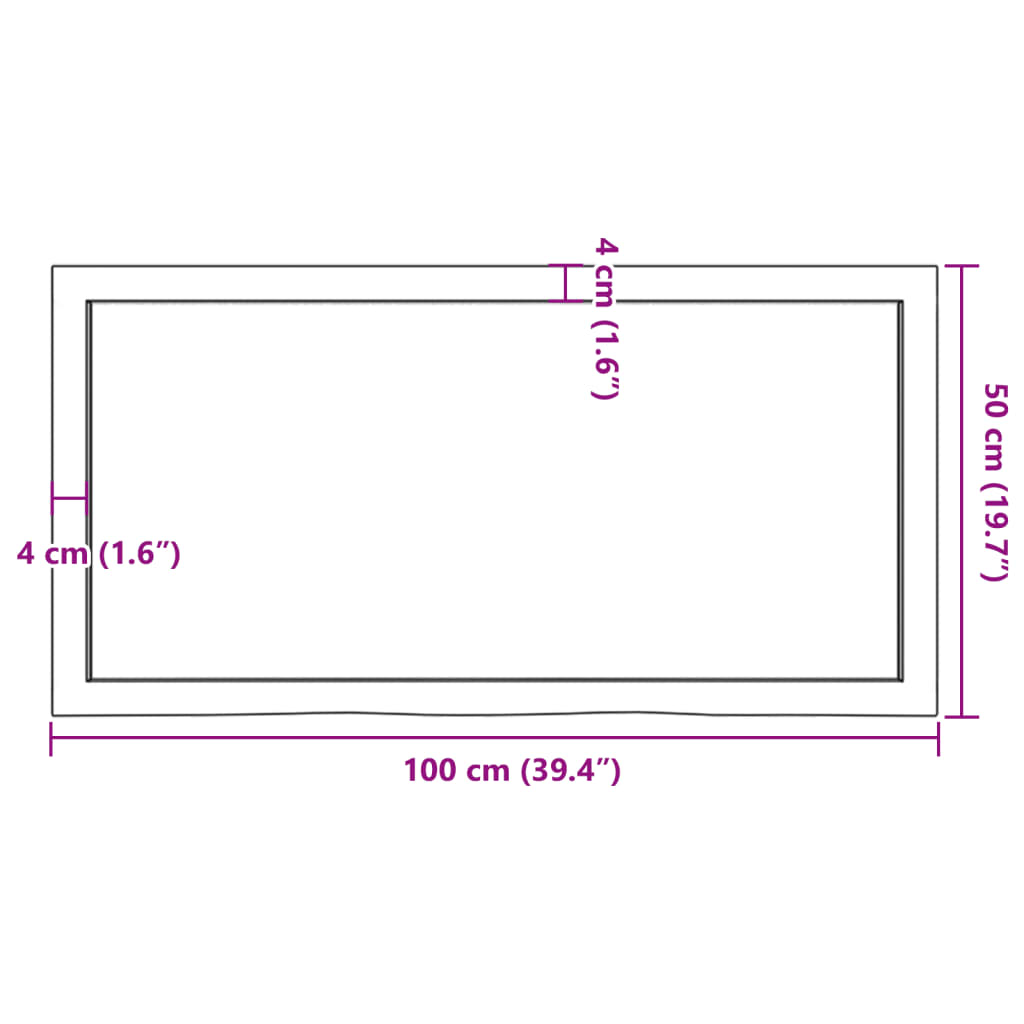 Piano Tavolo Marrone 100x50x(2-4) cm Massello Rovere Trattato 3156366