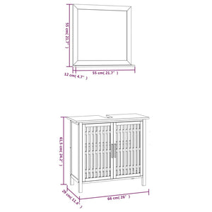 Set Mobili da Bagno 2pz in Legno Massello di Noce 3185783