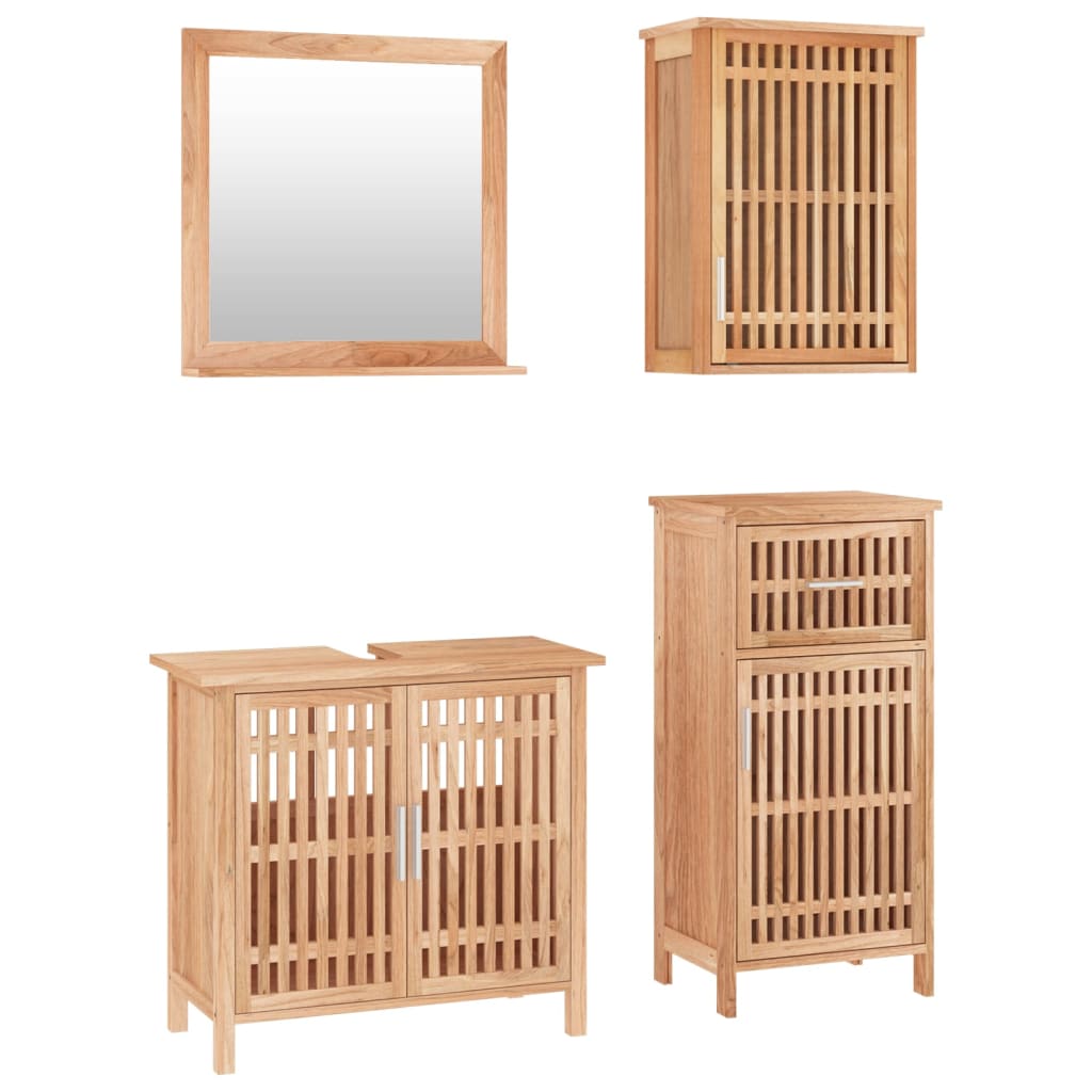 Set Mobili da Bagno 4pz in Legno Massello di Noce 3185785