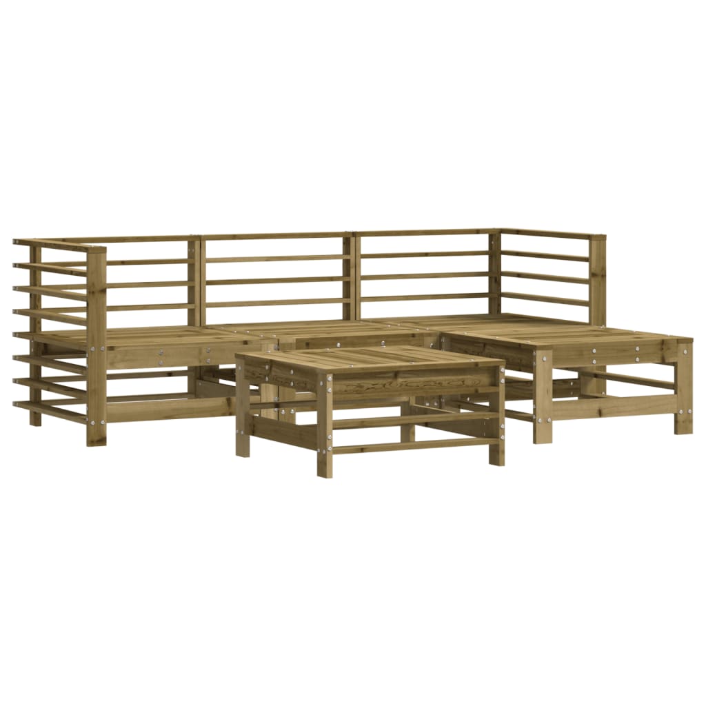 Set Divani da Giardino 5pz con Cuscini Legno Impregnato di Pino 3185807