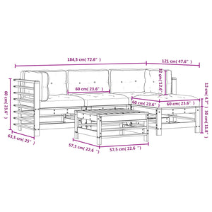 Set Divani da Giardino 5pz con Cuscini Legno Impregnato di Pino 3185807