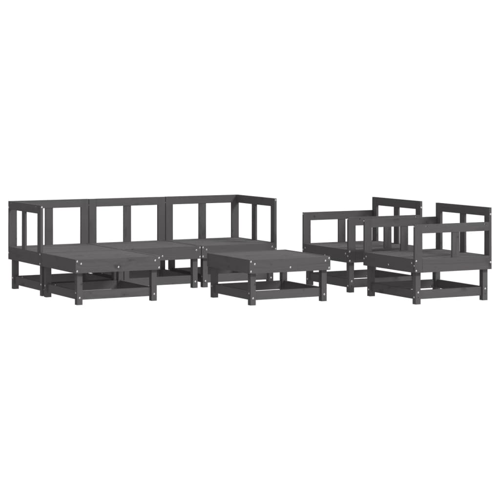 Set Divani da Giardino 7pz con Cuscini in Legno Massello Grigio 3185810