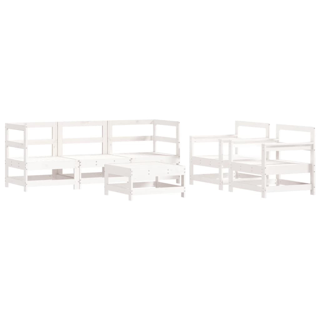 Set Divani da Giardino 6pz con Cuscini in Legno Massello Bianco 3185816