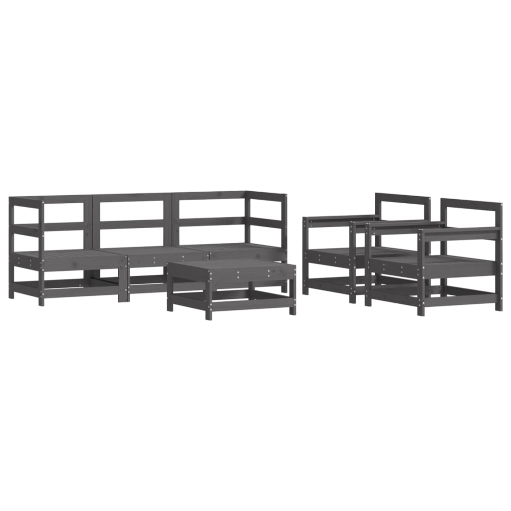 Set Divani da Giardino 6pz con Cuscini in Legno Massello Grigio 3185817