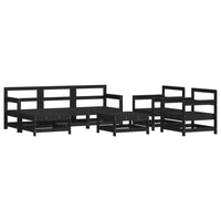 Set Divani da Giardino 7 pz con Cuscini in Legno Massello Nero 3185826