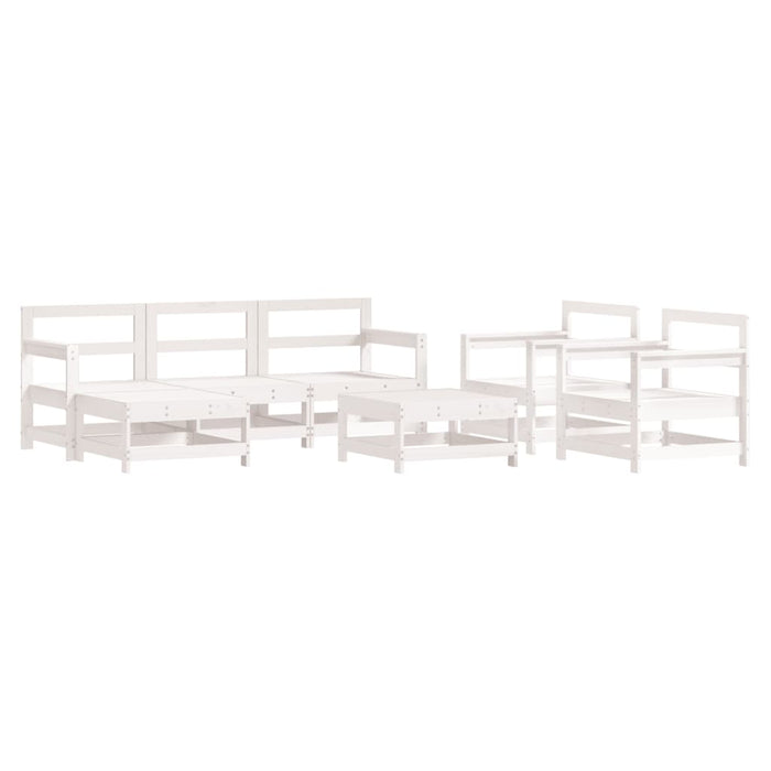 Set Divani da Giardino 7pz con Cuscini in Legno Massello Bianco 3185830