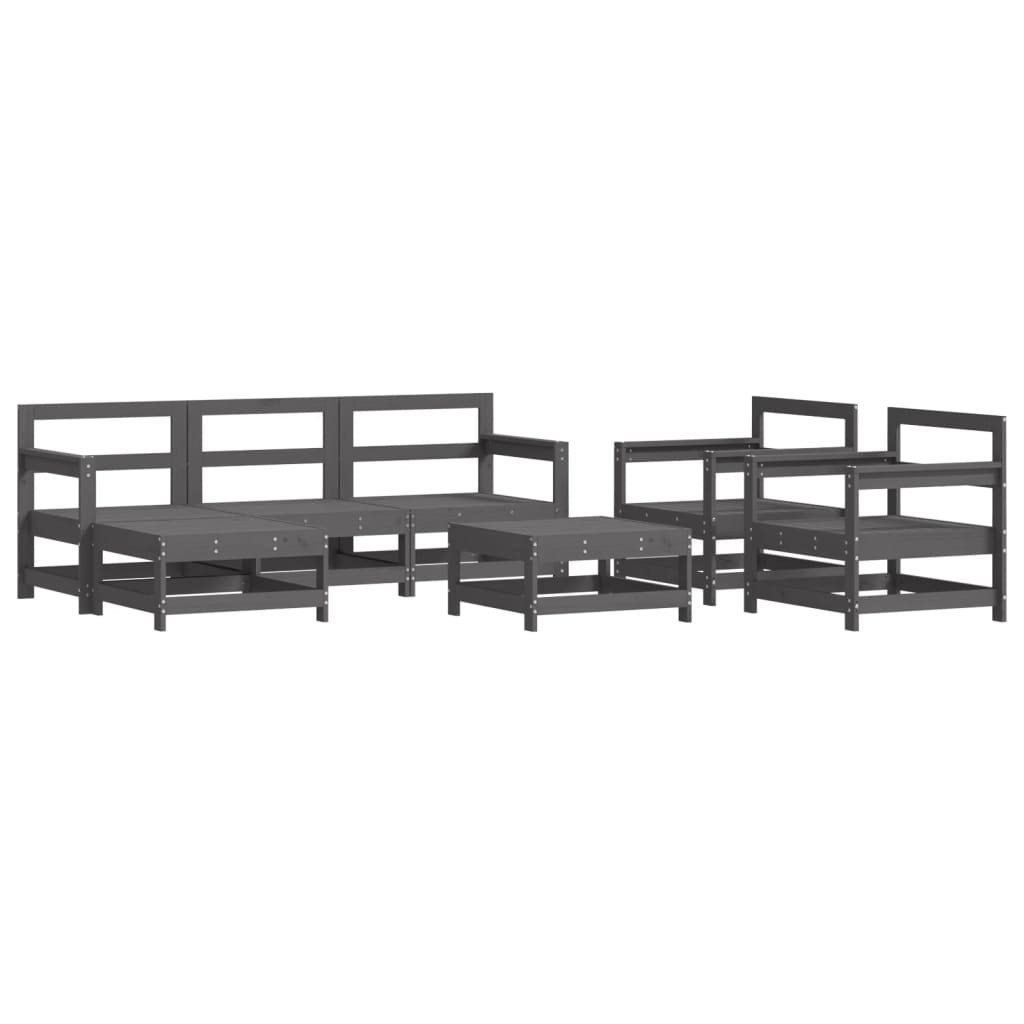 Set Divani da Giardino 7pz con Cuscini in Legno Massello Grigio 3185831