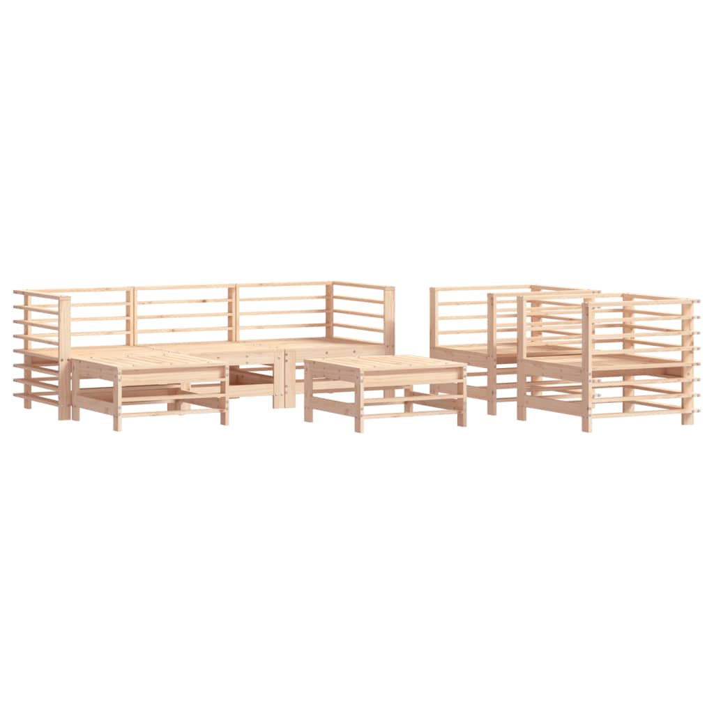 Set Divani da Giardino 7 pz con Cuscini in Legno Massello 3185836