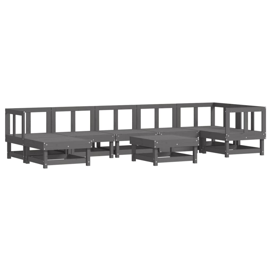 Set Divani da Giardino 8pz con Cuscini in Legno Massello Grigio 3185845