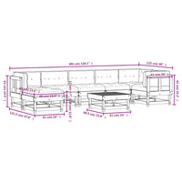 Set Divani da Giardino 8pz con Cuscini in Legno Massello Grigio 3185845