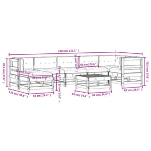 Set Divani da Giardino 8pz con Cuscini in Legno Massello Bianco 3185851