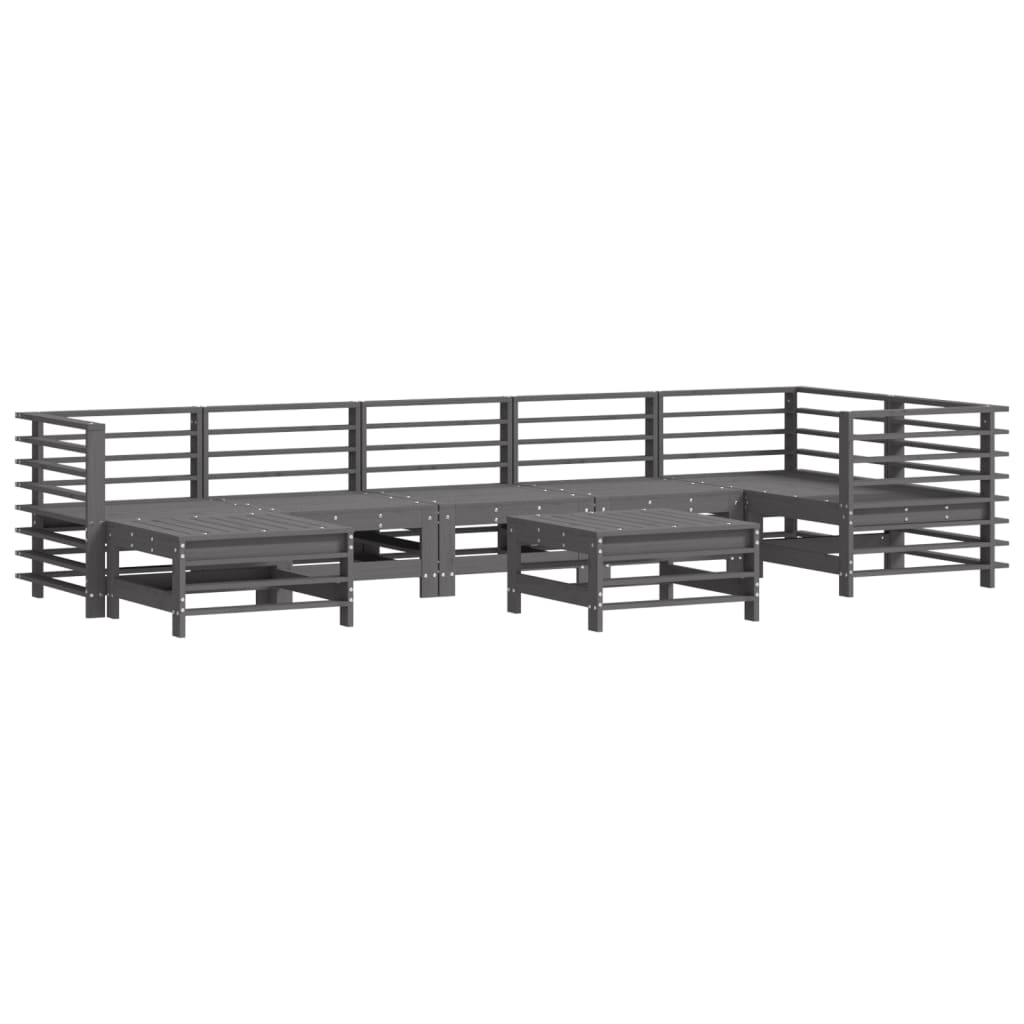 Set Divani da Giardino 8pz con Cuscini in Legno Massello Grigio 3185859