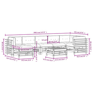 Set Divani da Giardino 8pz con Cuscini in Legno Massello Grigio 3185859