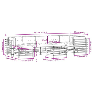 Set Divani da Giardino 8 pz con Cuscini in Legno Massello 3185878