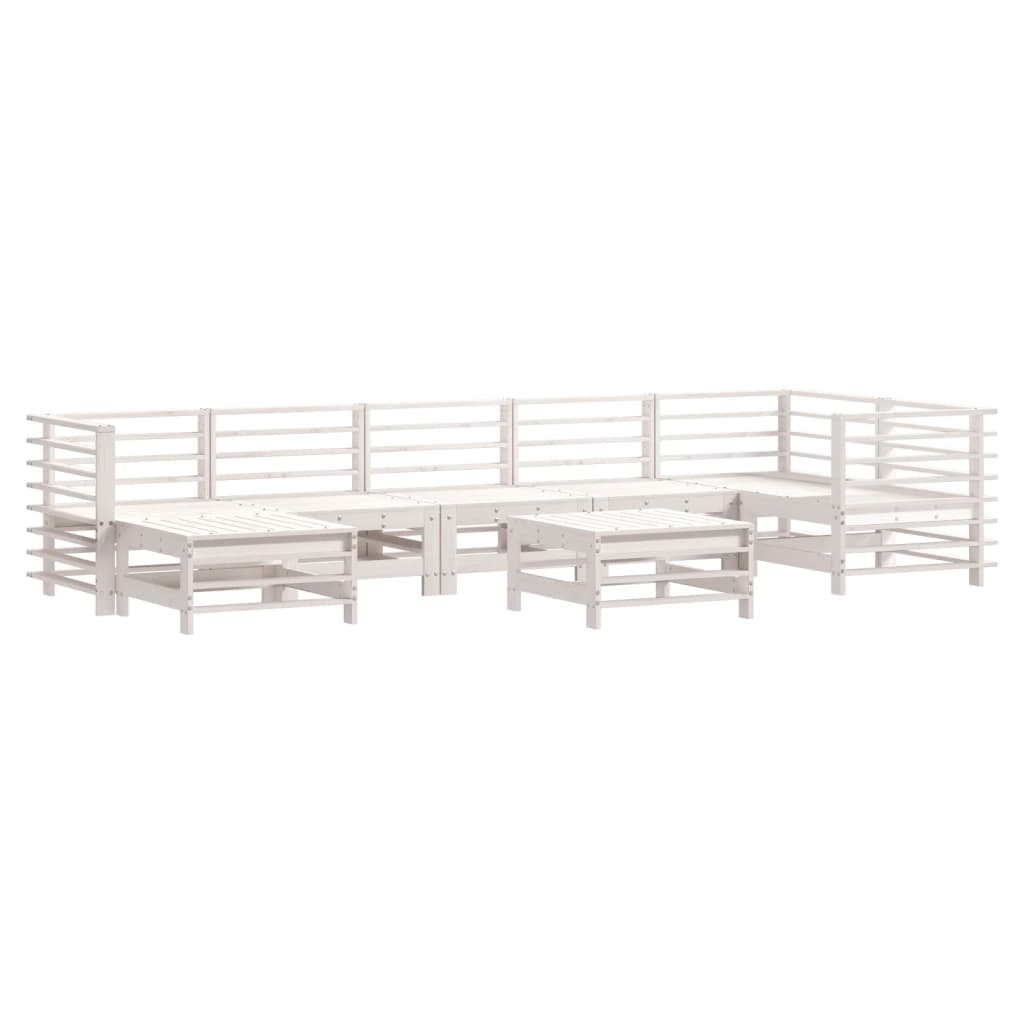 Set Divani da Giardino 8pz con Cuscini in Legno Massello Bianco 3185879