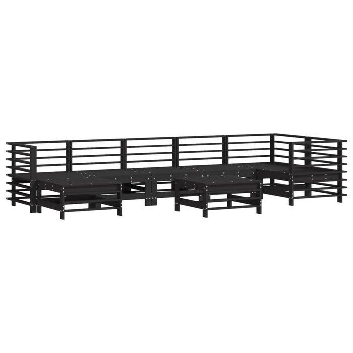 Set Divani da Giardino 8 pz con Cuscini in Legno Massello Nero 3185882