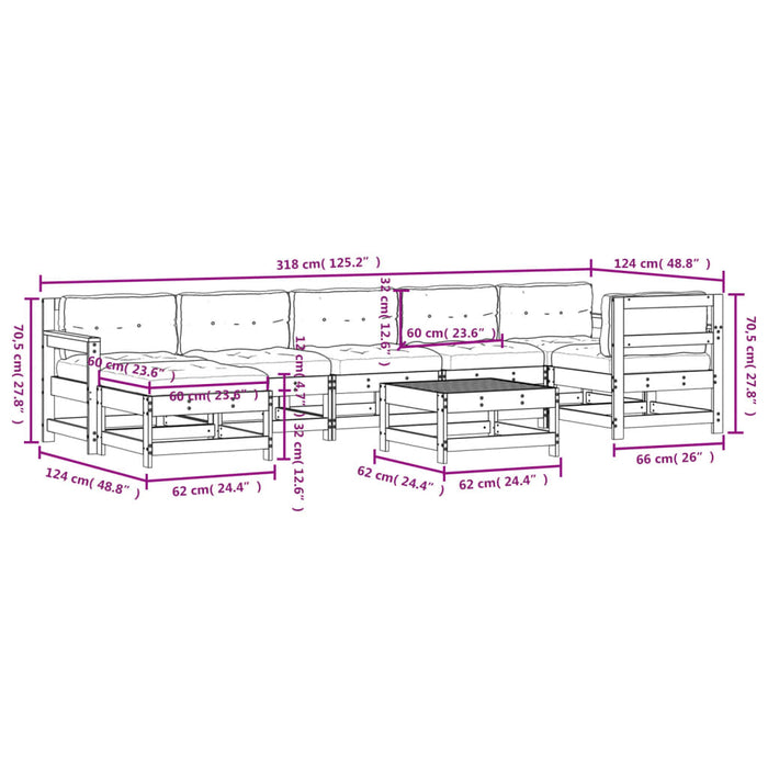 Set Divani Giardino 8 pz con Cuscini Legno Massello di Douglas 3185890