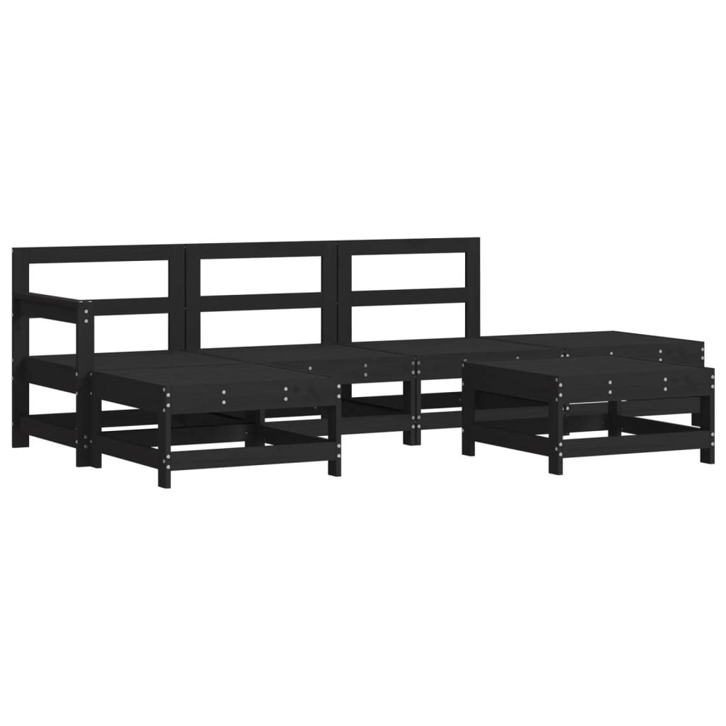 Set Divani da Giardino 6 pz con Cuscini in Legno Massello Nero 3185910