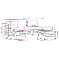 Set Divani da Giardino 6 pz con Cuscini in Legno Massello Miele 3185916