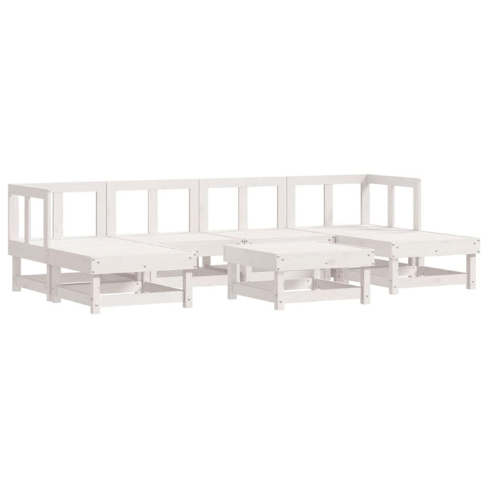 Set Divani da Giardino 7pz con Cuscini in Legno Massello Bianco 3185921