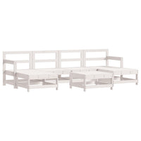 Set Divani da Giardino 7pz con Cuscini in Legno Massello Bianco 3185935