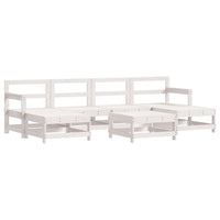 Set Divani da Giardino 7pz con Cuscini in Legno Massello Bianco 3185942