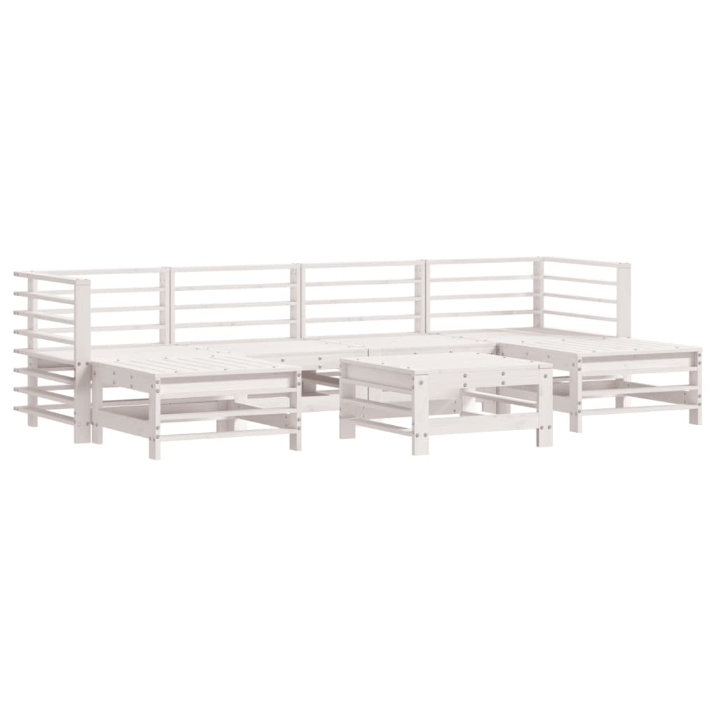 Set Divani da Giardino 7pz con Cuscini in Legno Massello Bianco 3185949