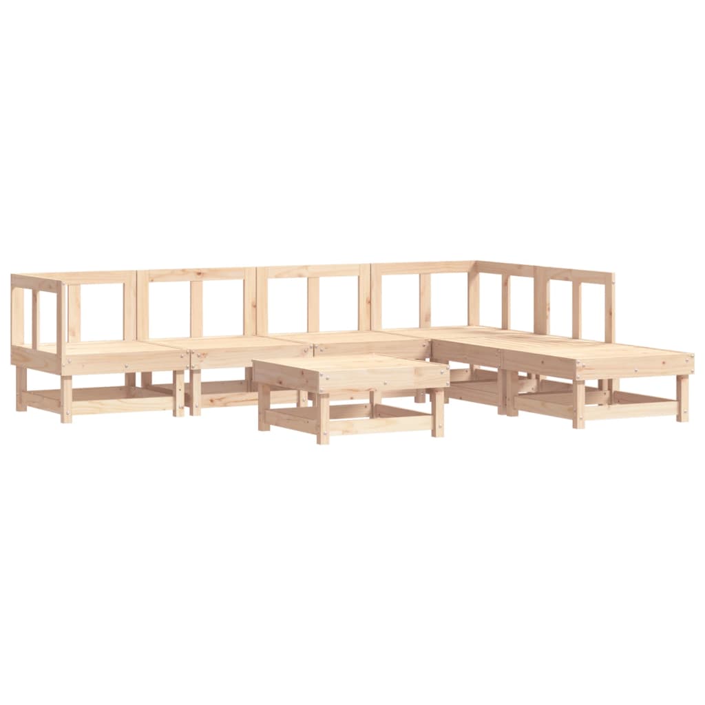 Set Divani da Giardino 7 pz con Cuscini in Legno Massello 3185955