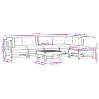 Set Divani da Giardino 7 pz con Cuscini in Legno Massello 3185955