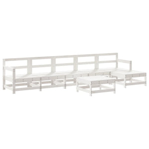 Set Divani da Giardino 7pz con Cuscini in Legno Massello Bianco 3185970