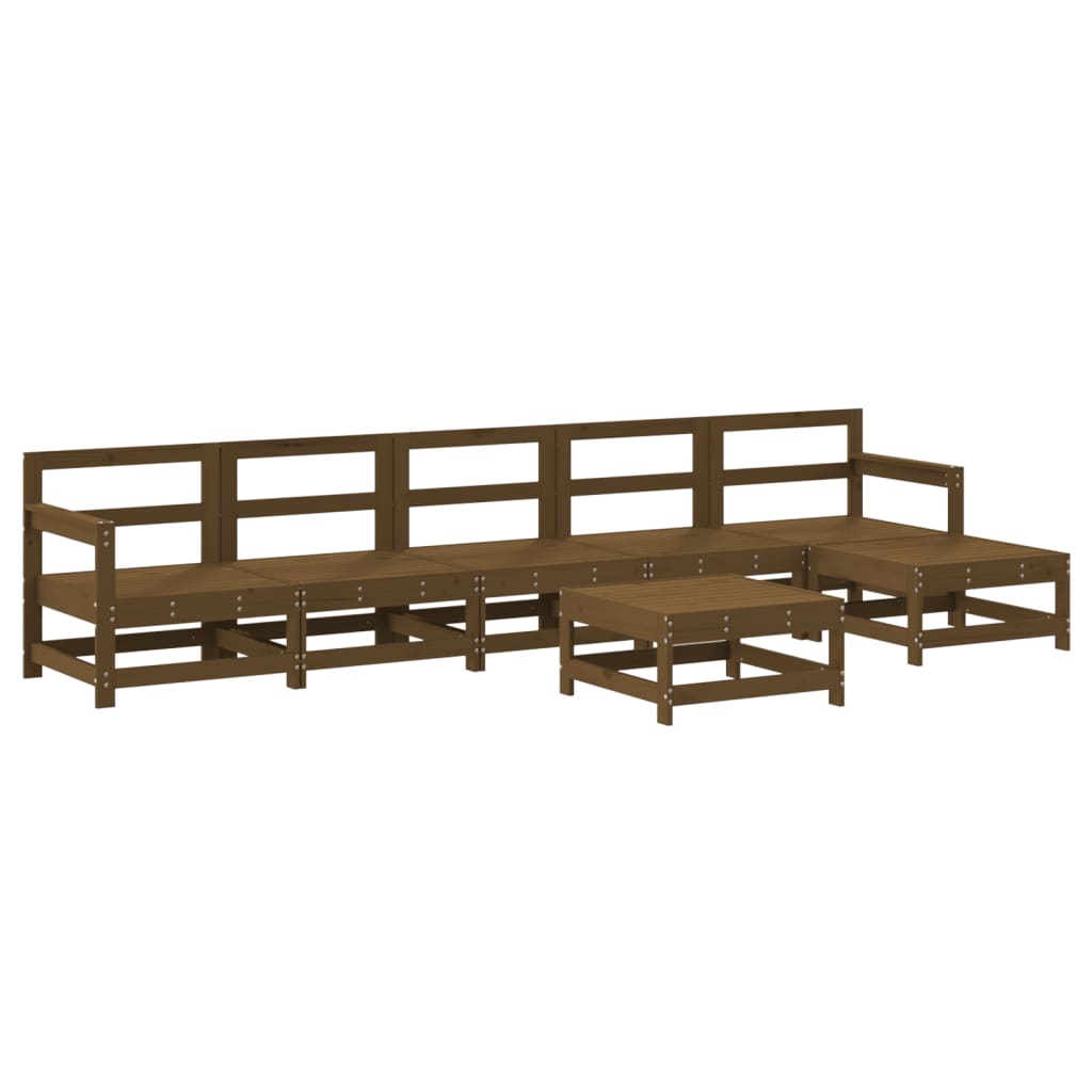 Set Divani da Giardino 7 pz con Cuscini in Legno Massello Miele 3185972