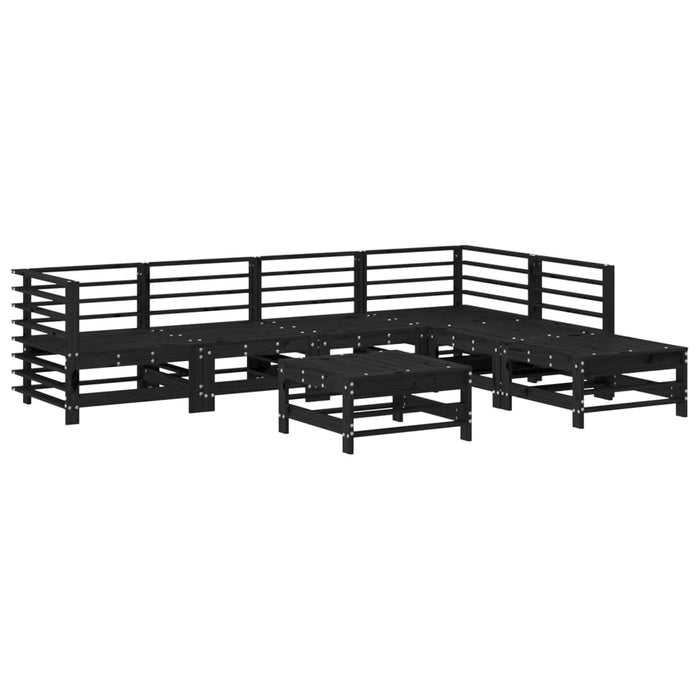 Set Divani da Giardino 7 pz con Cuscini in Legno Massello Nero 3185980