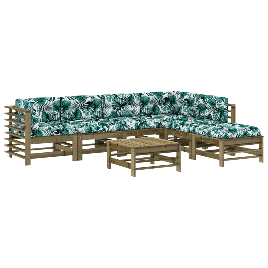 Set Divani da Giardino 7pz con Cuscini Legno Impregnato di Pino 3185982