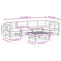 Set Divani da Giardino 6 pz con Cuscini in Legno Massello 3185983