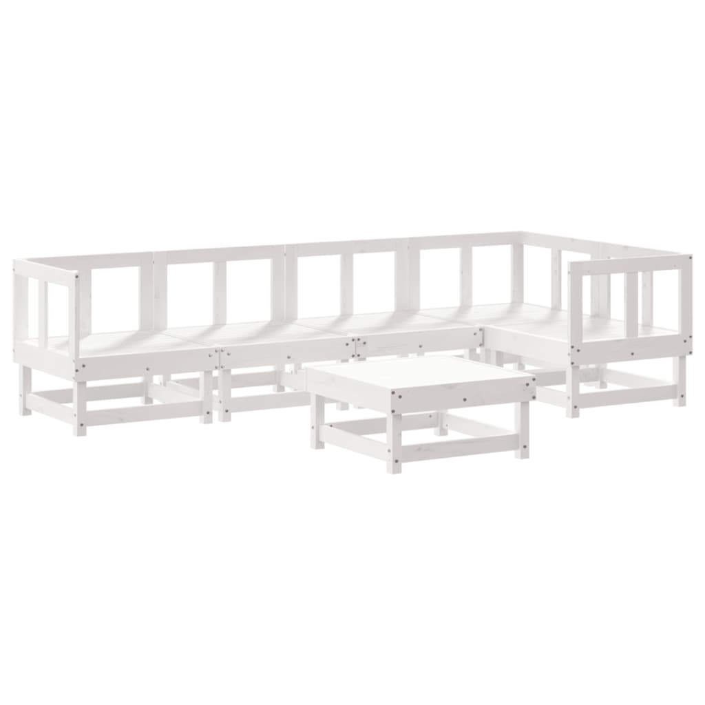 Set Divani da Giardino 6pz con Cuscini in Legno Massello Biancocod mxl 76507