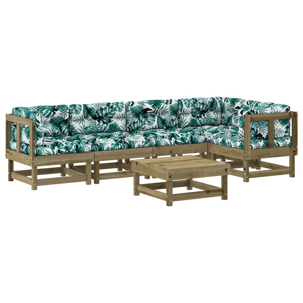 Set Divani da Giardino 6pz con Cuscini Legno Impregnato di Pinocod mxl 124458