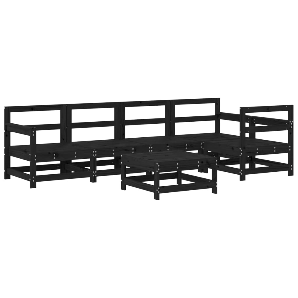 Set Divani da Giardino 6 pz con Cuscini in Legno Massello Nero 3185994