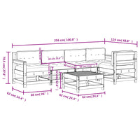 Set Divani da Giardino 6 pz con Cuscini in Legno Massello Nero 3185994